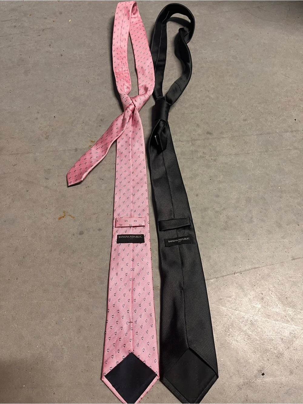 Banana Republic Pink Patterned & Black Solid Silk Ties Set